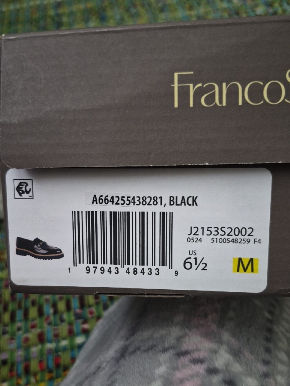 Franco Sarto Black Patent Loafers with Brown Trim and Silver Bit - Picture 2 of 4